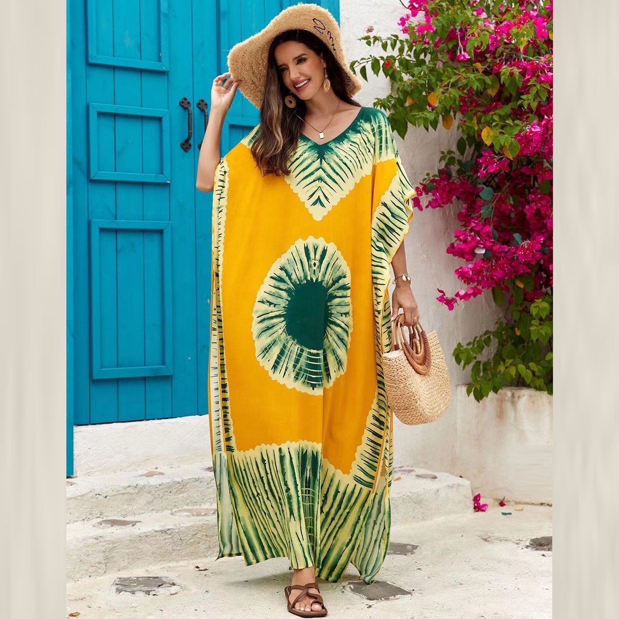 New Style Fashion Summer Beach Skirt Loose Multi Color African Printed Women Casual Dress