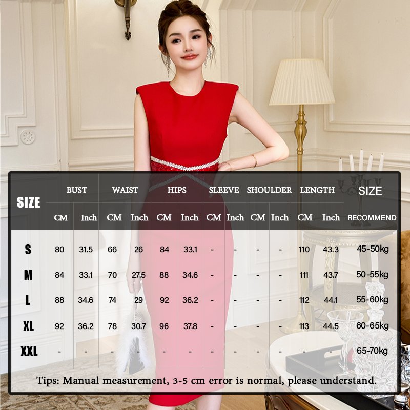 ZYHT 50103 Stylish Woven Summer Dress Sleeveless Crew Neck Simple Women Natural Waistline Washable Party Dress