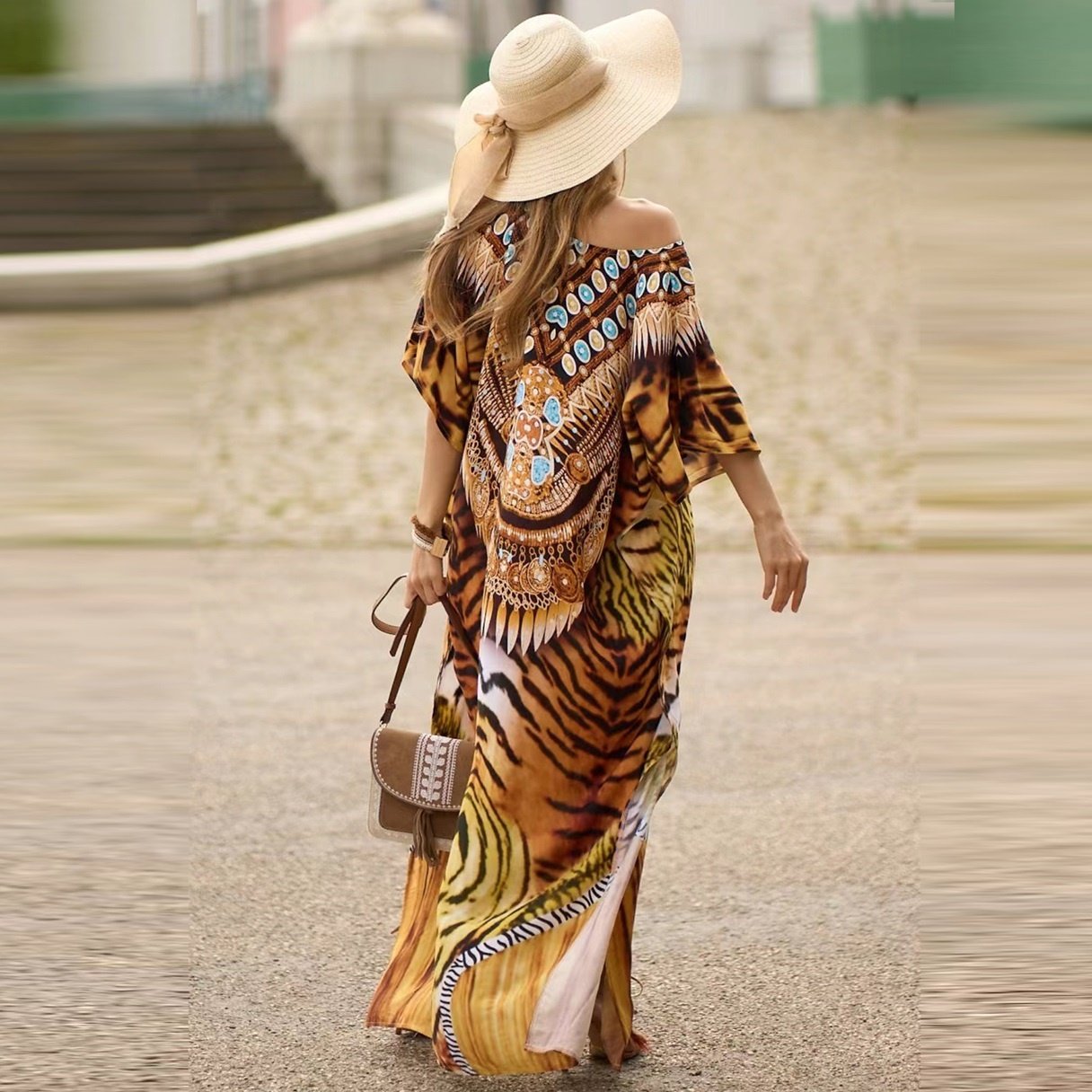 New Style Fashion European American Loose Beach Skirt African Summer Printed Women Casual Dress