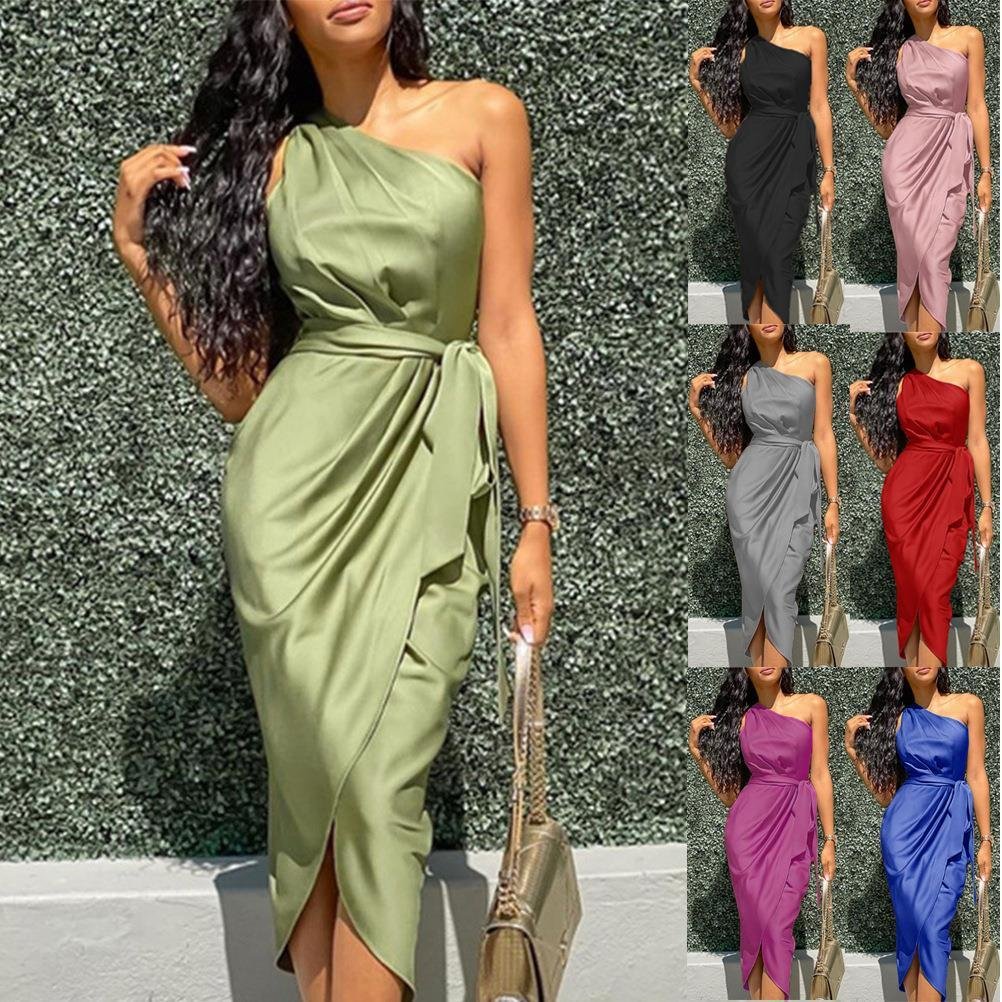 Pleat Dress 2023 European and American Foreign Trade Cross-border Women's Loose Female Summer Casual Dresses Plaid Natural