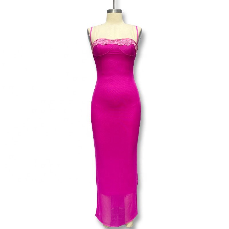 New Lace Lace Sheath Women Fashion Vacation Halter Backless Long Dresses