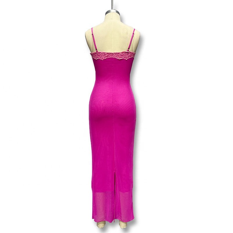 New Lace Lace Sheath Women Fashion Vacation Halter Backless Long Dresses