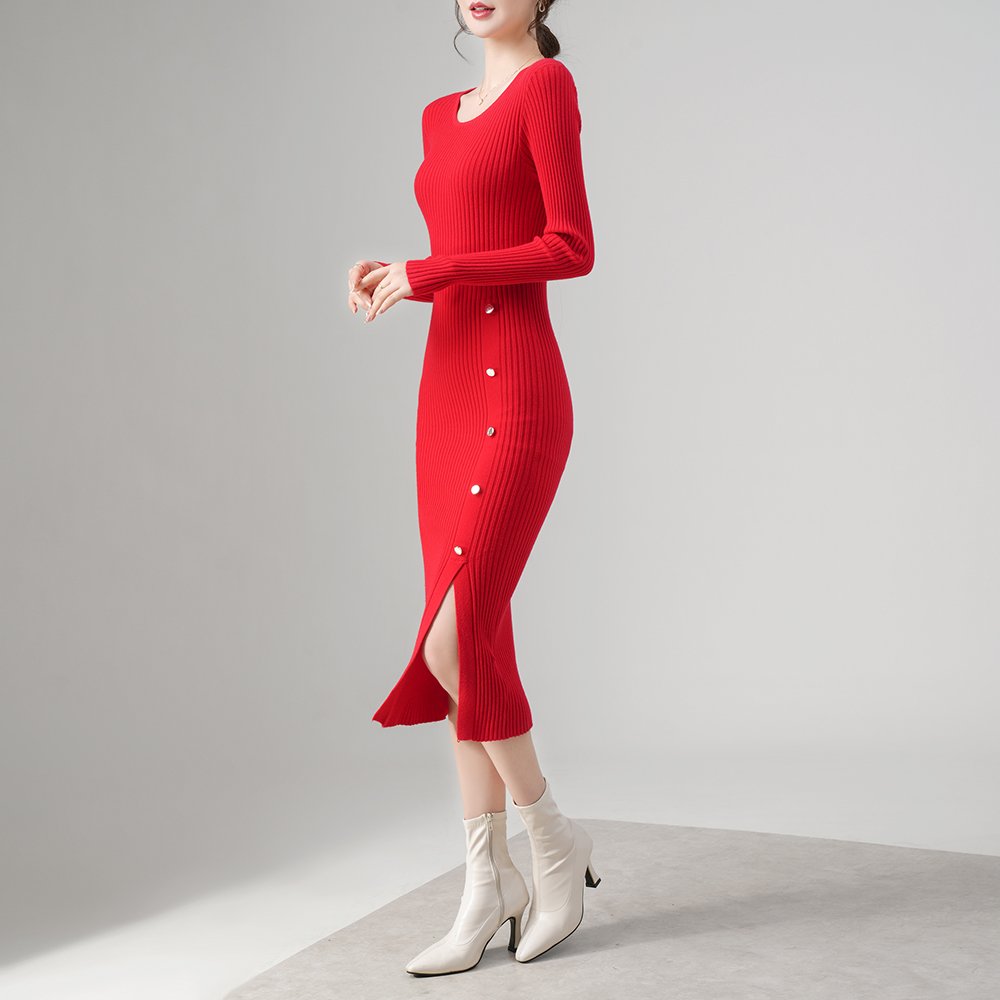 M.L.D.A Fashion Women's Sweaters Sweater Dress Long Knitted Bodycon Dress