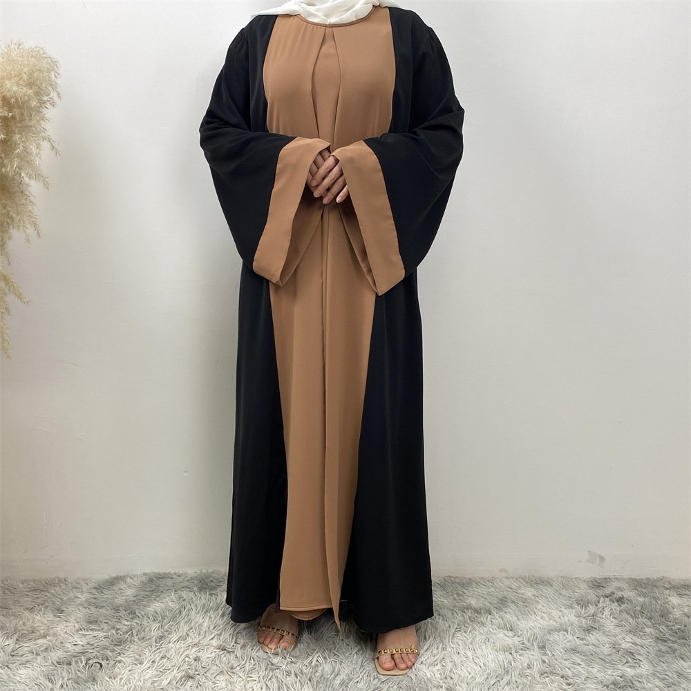 Fashion Color Matching Women Muslim Dress Turkey Muslim Women Formal Dress Muslim Casual Dresses