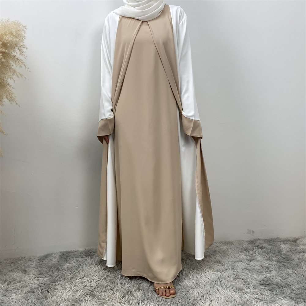 Fashion Color Matching Women Muslim Dress Turkey Muslim Women Formal Dress Muslim Casual Dresses
