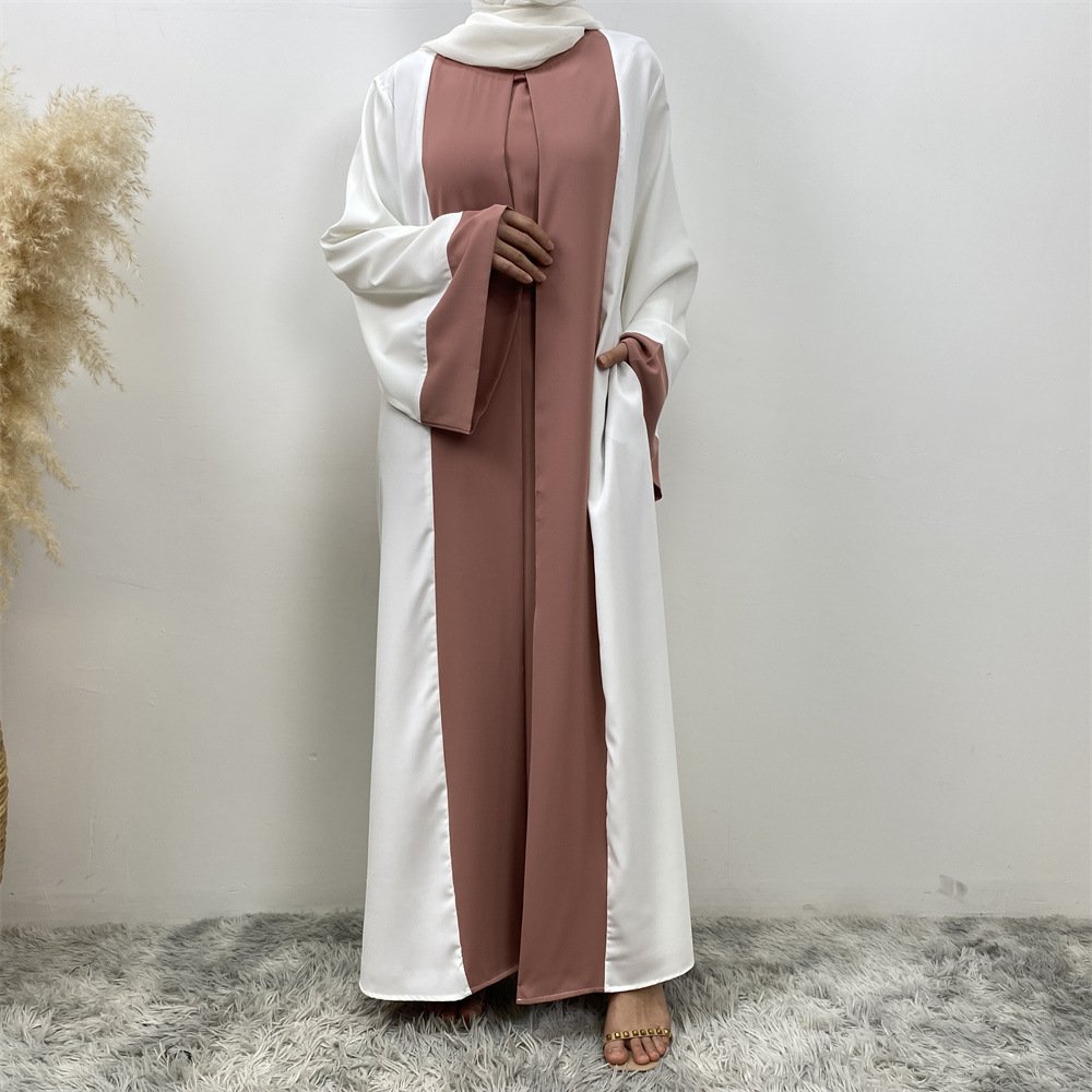 Fashion Color Matching Women Muslim Dress Turkey Muslim Women Formal Dress Muslim Casual Dresses