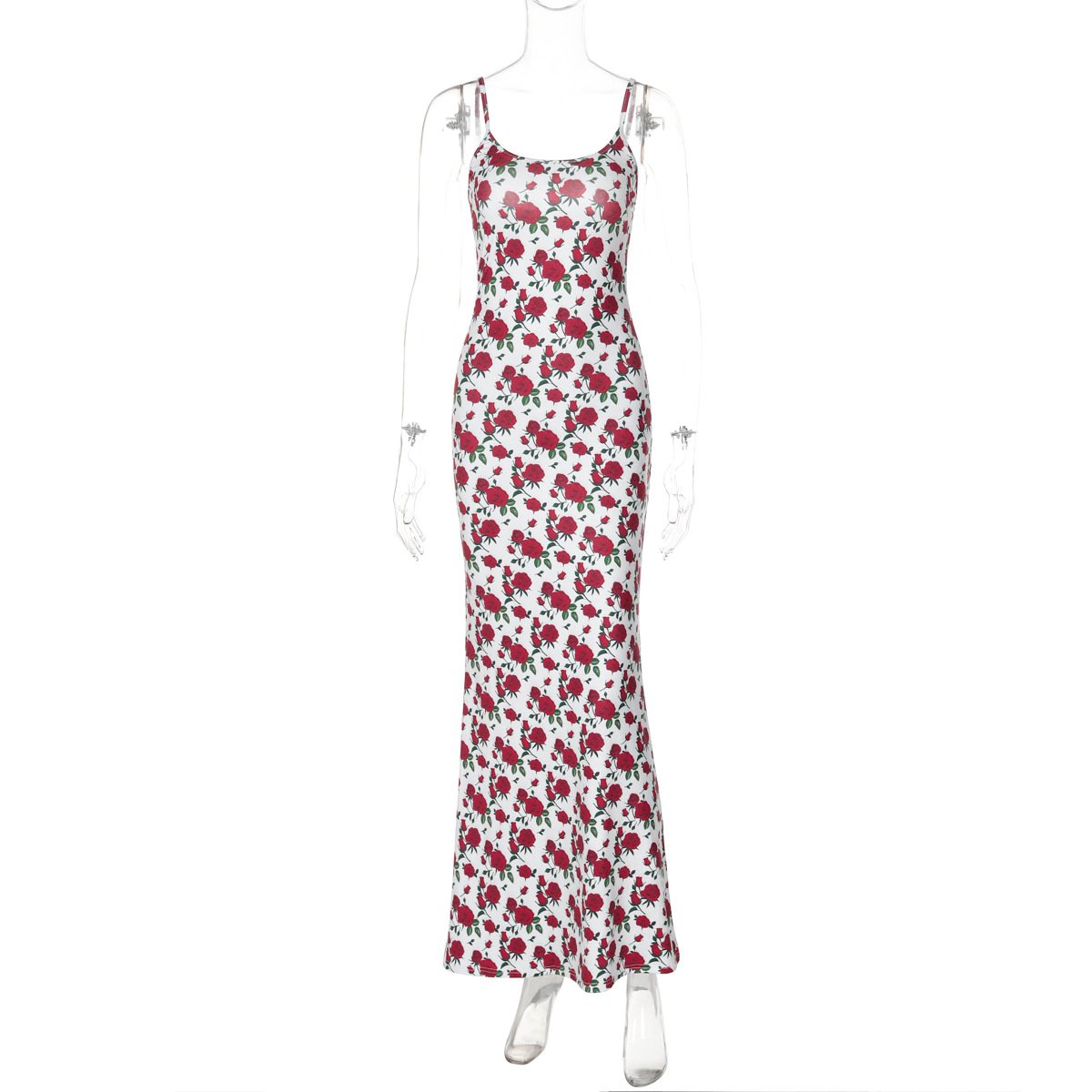 New Fashion Design Halter Backless Long Sexy Summer Floral Printed Bodycon Dresses Women