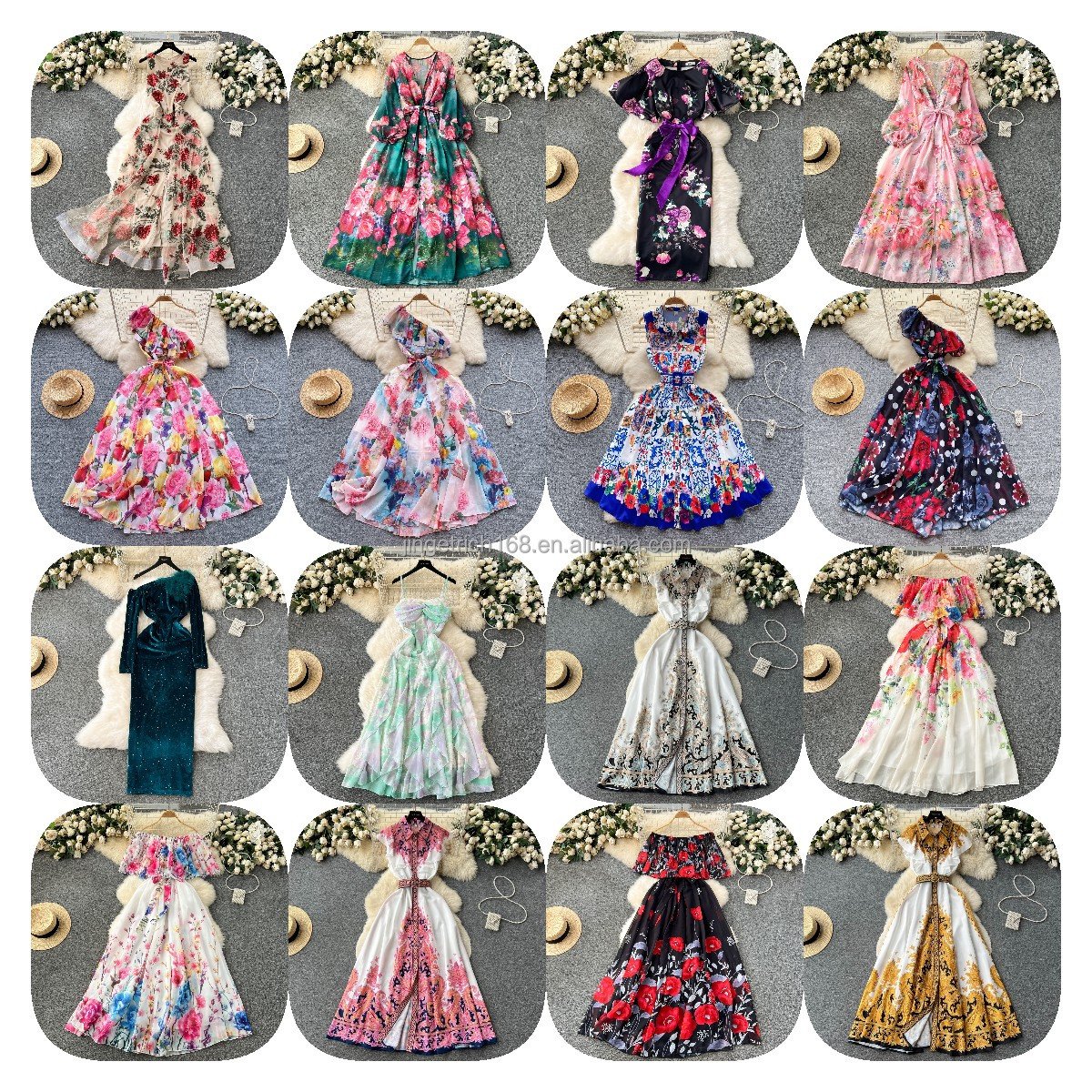 New fashion 2024 plus-size dress Chiffon floral long dress Front yard women elegant summer casual dress
