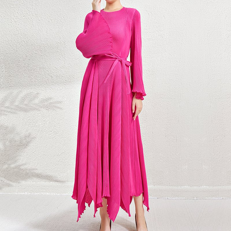 High Quality Fast Shipping Dresses Women 2024 Belts Casual Dresses Miyake Pleated Dresses