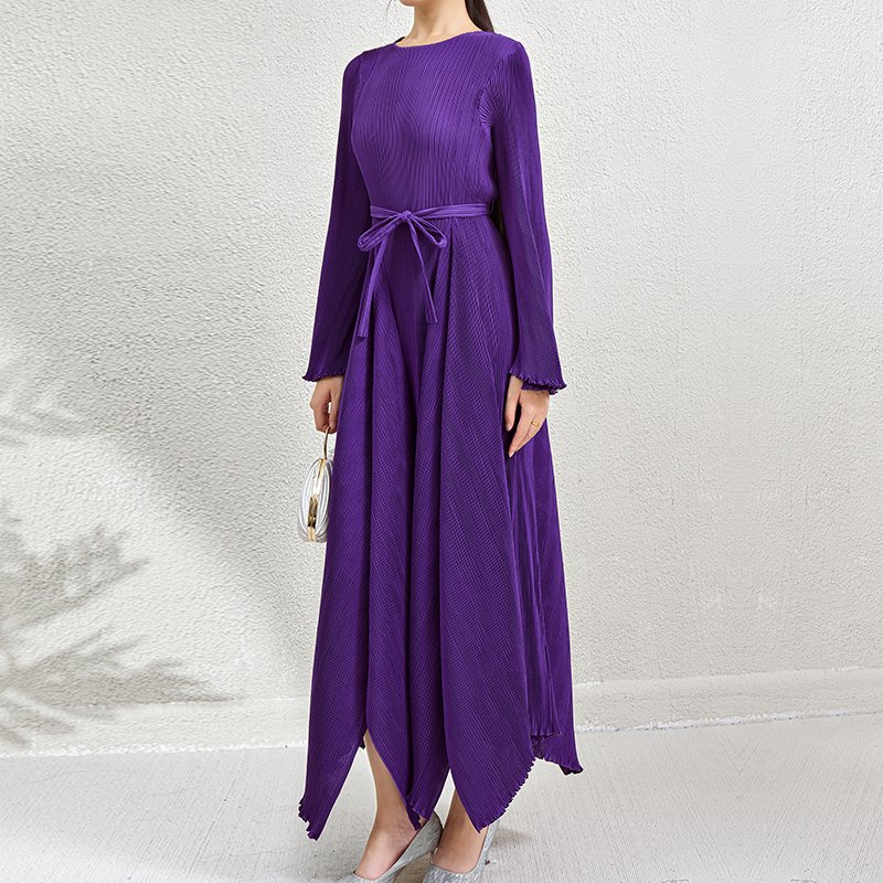 High Quality Fast Shipping Dresses Women 2024 Belts Casual Dresses Miyake Pleated Dresses