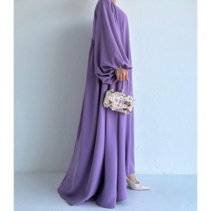 Hot Sale Two Pieces Set Modest Abaya Kaftan Casual Dress Muslim Women Long Sleeve Jazz Crepe Open Abaya Set