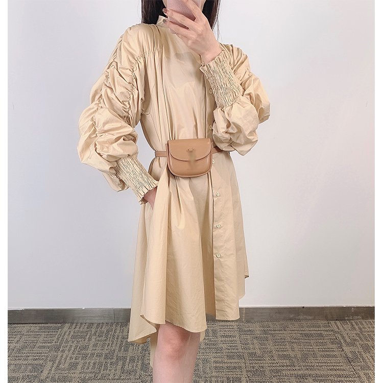 Ladies Female 100 Cotton 2023 Womens midi sleeves beige OEM Fashion long women casual dresses elegant