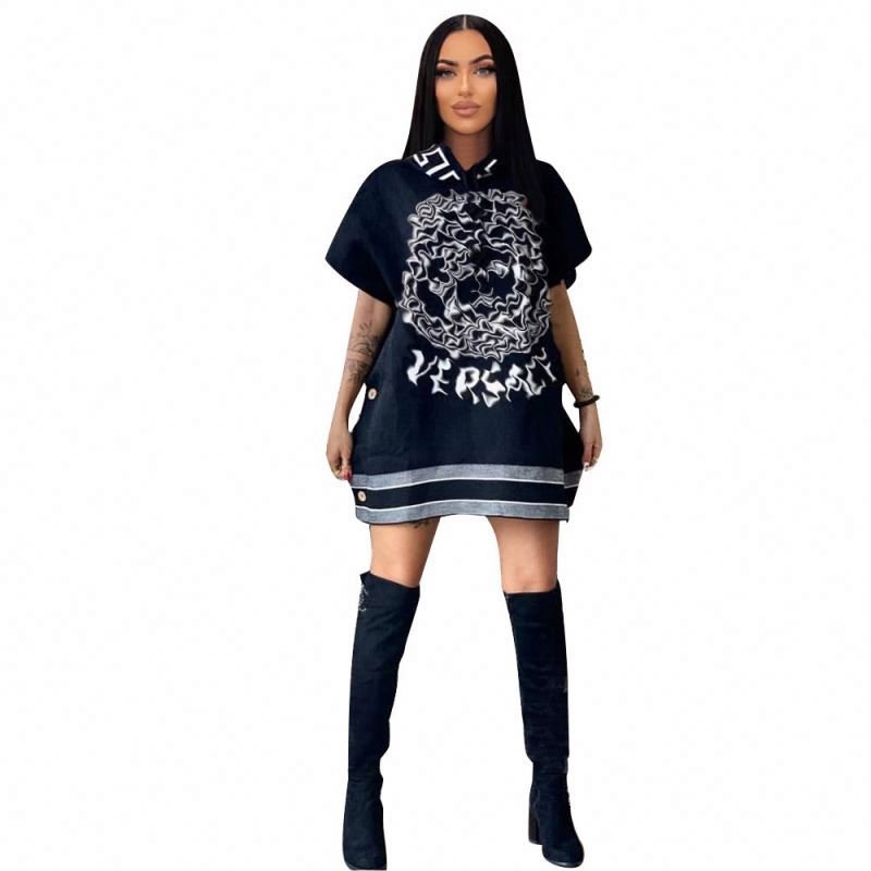 Dresses women lady elegant designer clothes famous brand Printed hooded button down woolen jacket dress luxury clothes for women