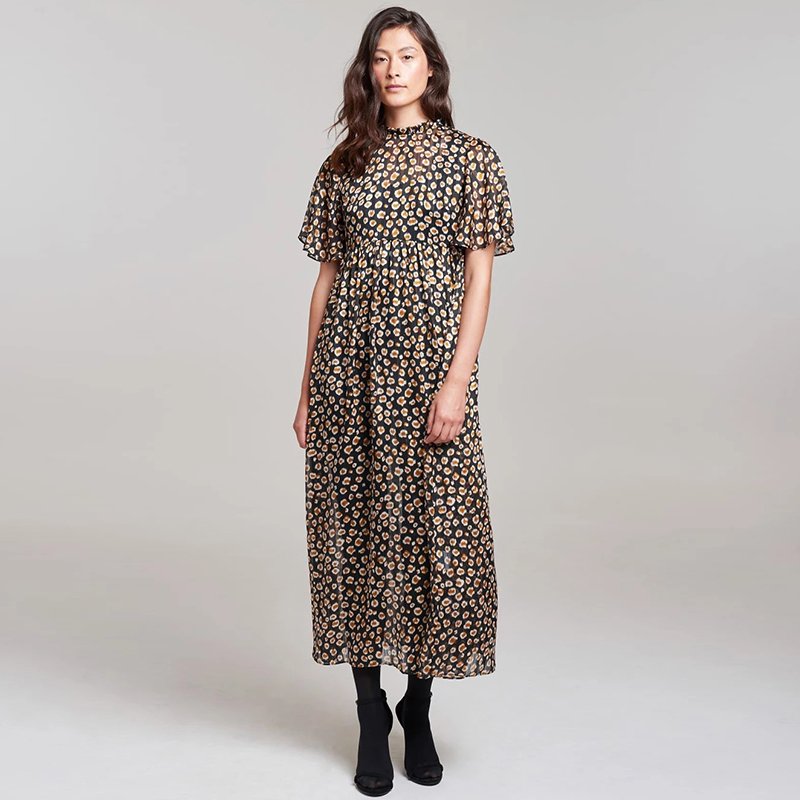 Custom Floral Office Dresses Sleeve Maxi Casual Dress