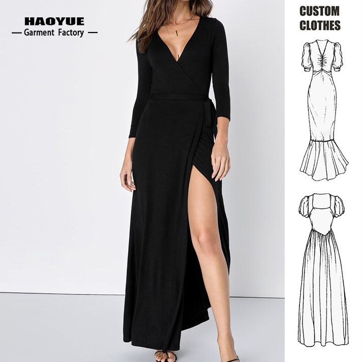 Clothing Manufacturers Custom Luxury Womens Clothing Dress Elegant Lady Long Sleeve Maxi Casual Dresses For Women