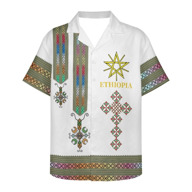 Traditional Habesha Dress Custom Ethiopian Dress Button Up Hawaiian T Shirts Ethiopia Tibeb Basic Style Couple In Bulk