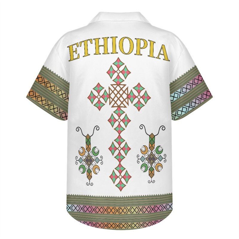 Traditional Habesha Dress Custom Ethiopian Dress Button Up Hawaiian T Shirts Ethiopia Tibeb Basic Style Couple In Bulk