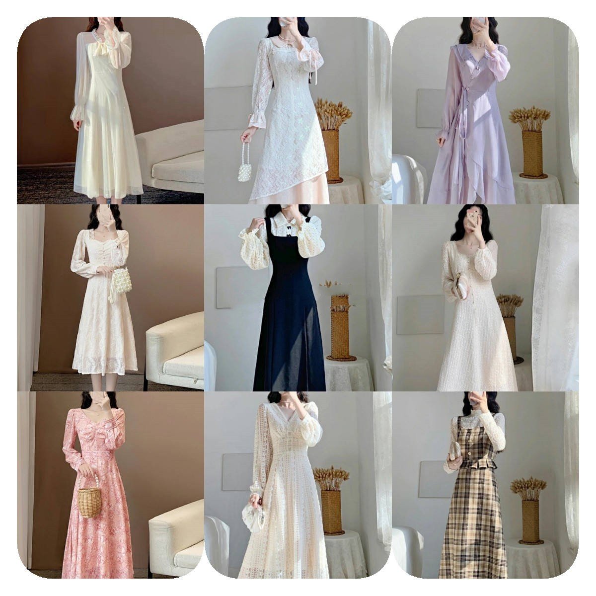 High quality dress fashion female floral floral print long sleeve V neck A word casual dress female chiffon dress wholesale