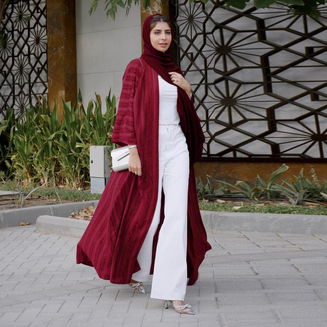 Hot Sale Arab Dubai Clothing Dresses Robes Plain Front-Open Cardigan Gown For Muslim Saudi Ladies Coat Dress Abaya Shiny Kaftan