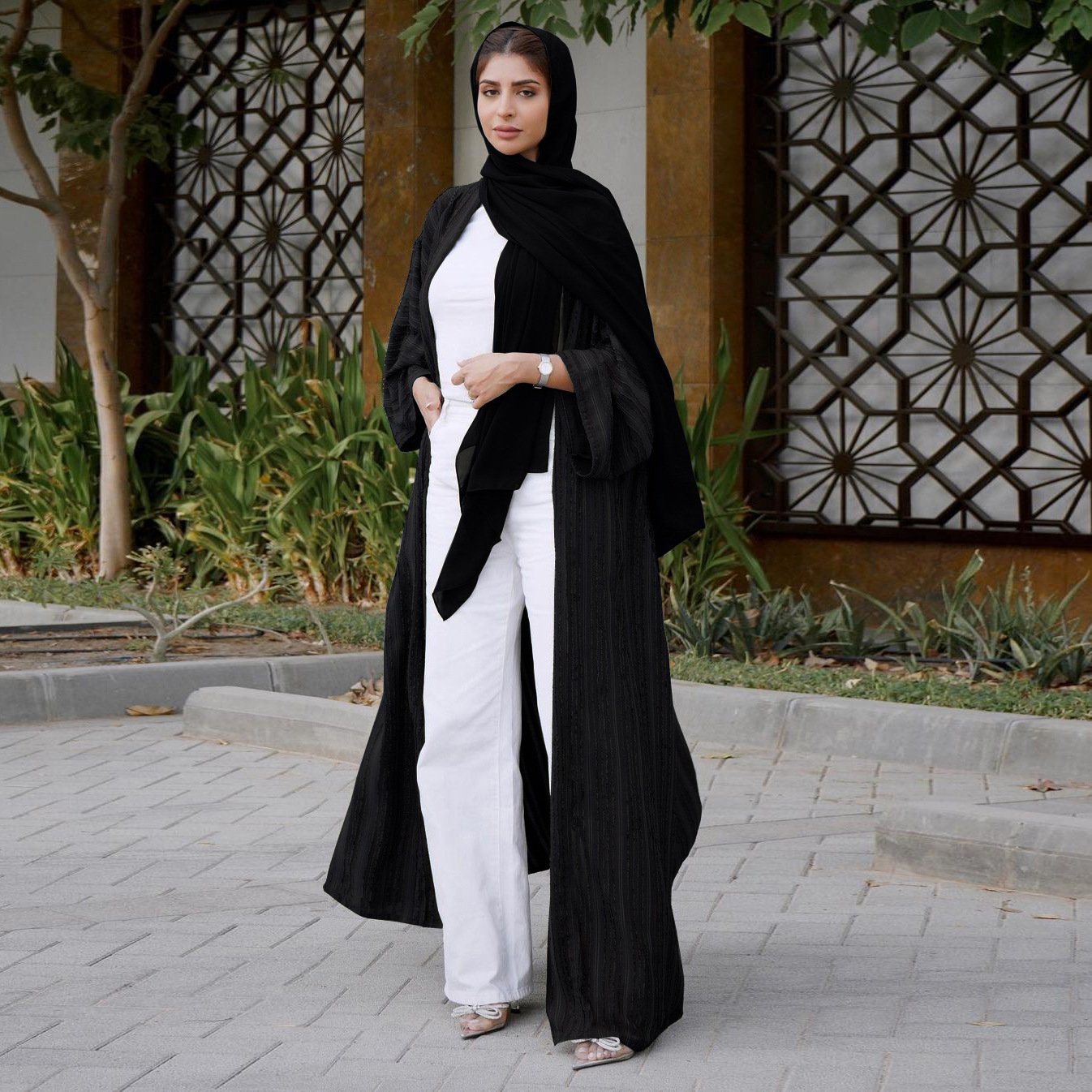 Hot Sale Arab Dubai Clothing Dresses Robes Plain Front-Open Cardigan Gown For Muslim Saudi Ladies Coat Dress Abaya Shiny Kaftan