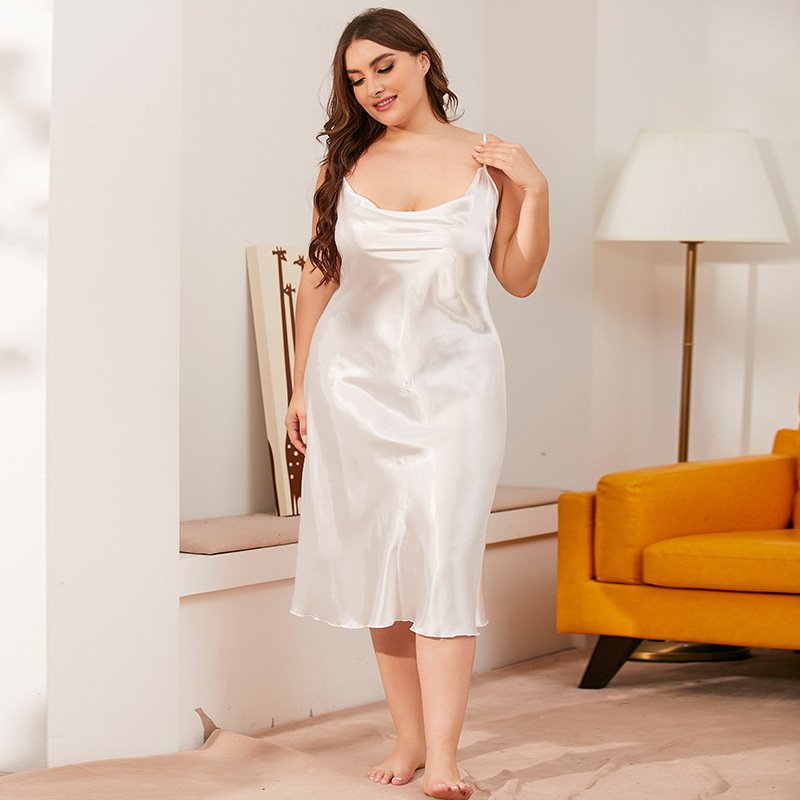 Dresses Women Lady Elegant Casual Slip Chemise Nightdress Charming Pure Silk Sleeping Night Dress Polyester Woven Satin Thin