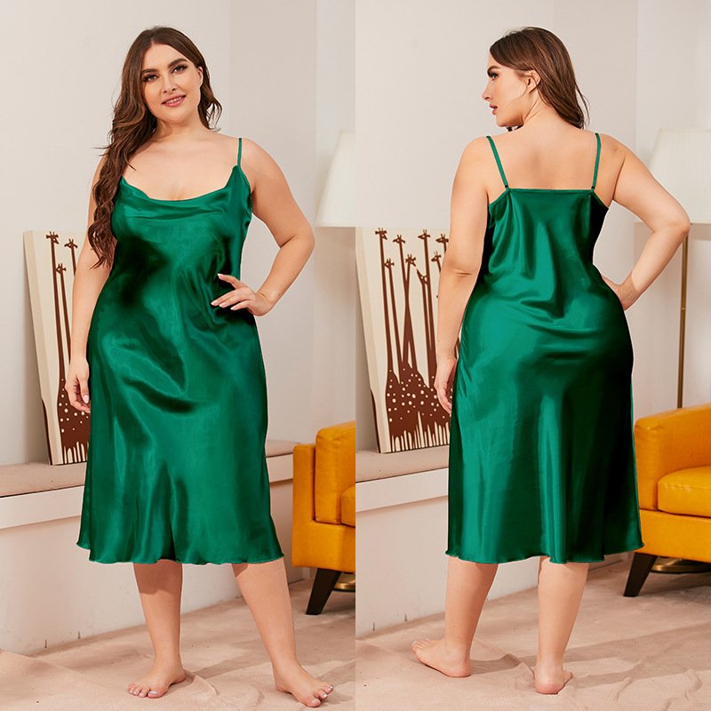 Dresses Women Lady Elegant Casual Slip Chemise Nightdress Charming Pure Silk Sleeping Night Dress Polyester Woven Satin Thin
