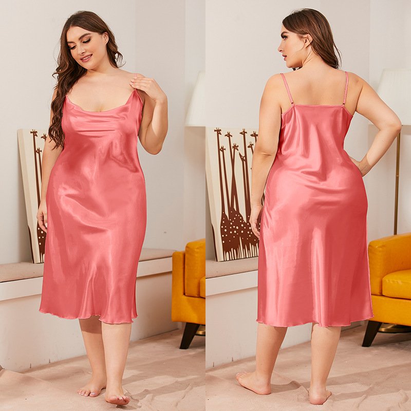 Dresses Women Lady Elegant Casual Slip Chemise Nightdress Charming Pure Silk Sleeping Night Dress Polyester Woven Satin Thin