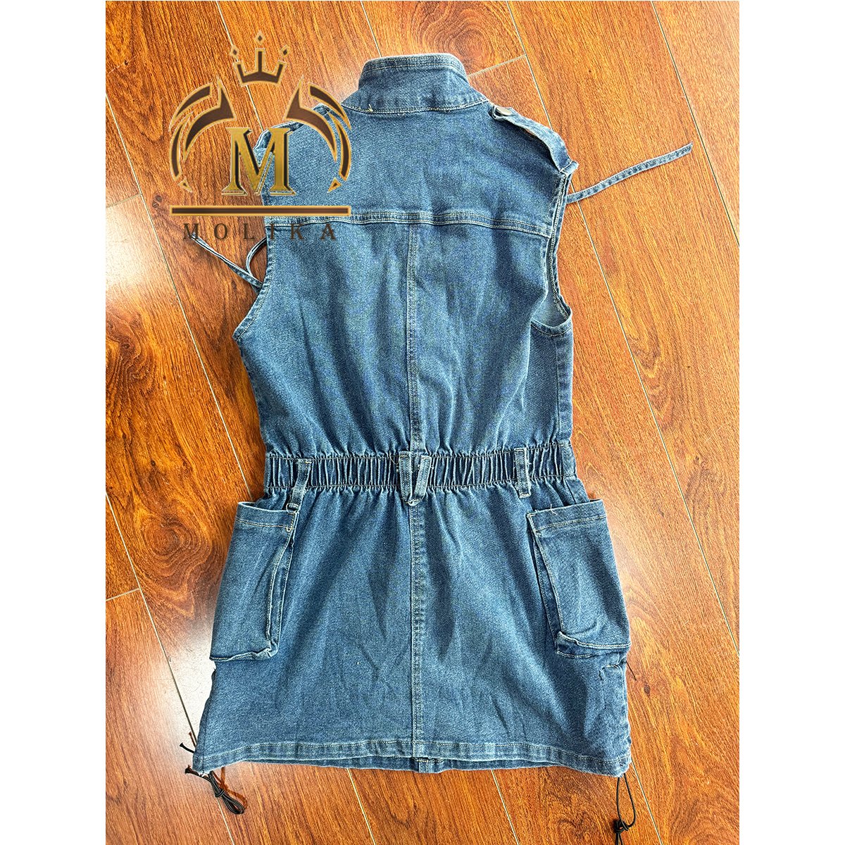 Summer Women Denim Dresses Sleeveless Stretch Pocket Cargo Dresses Casual Streetwear Jeans Overall Cargo Dress Women Denim
