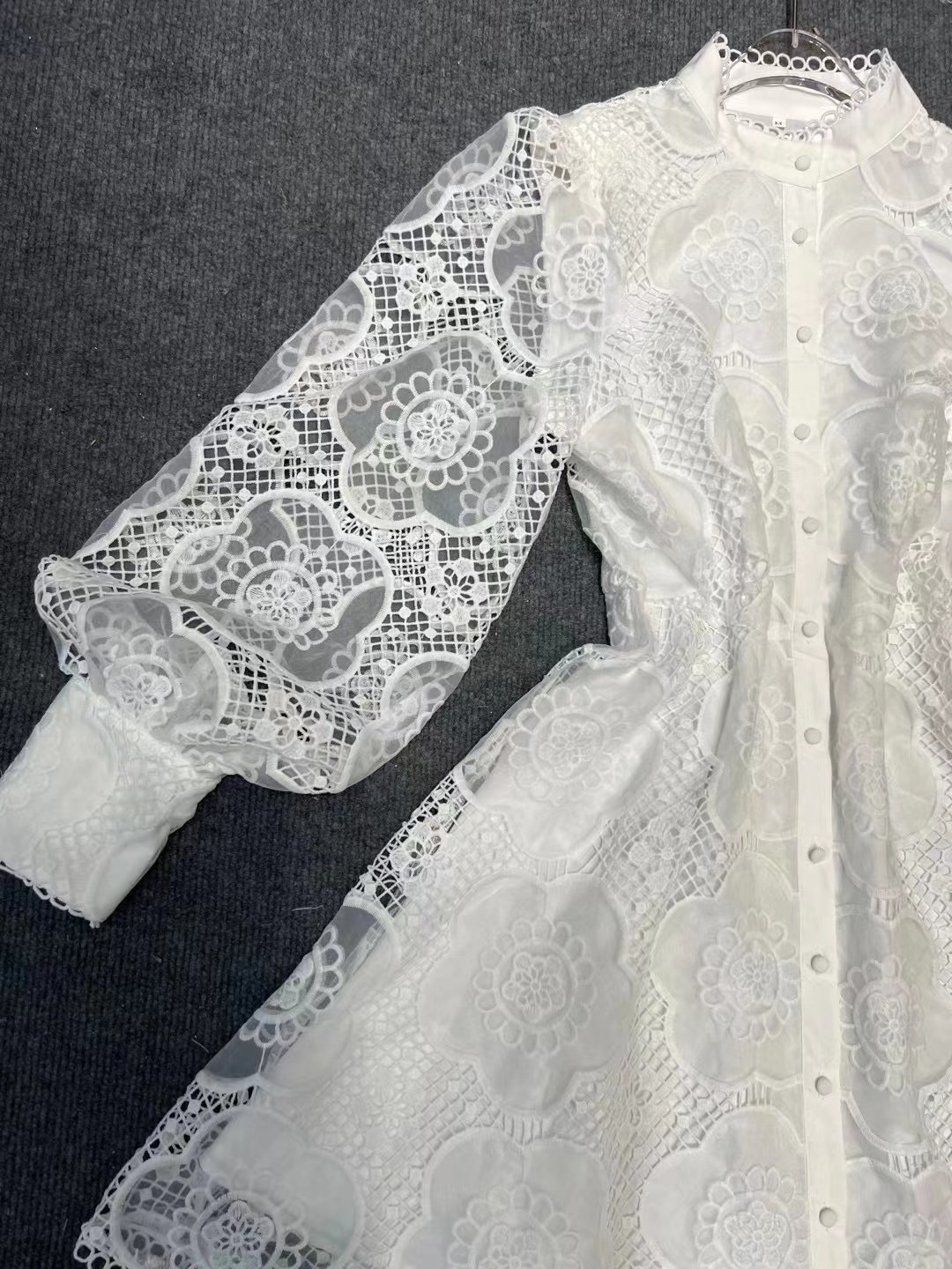 2023 Summer New French Court Style Embroidery Lace Jacquard Waist Slimming A-line Elegant Dress