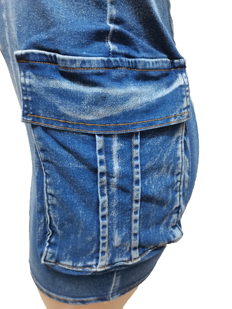 Fashion Sexy Sleeveless Bodycon One Piece Jean Skirts Vest Mini Washed Denim Pocket Cargo Dress Women'S Skirts Casual Dresses