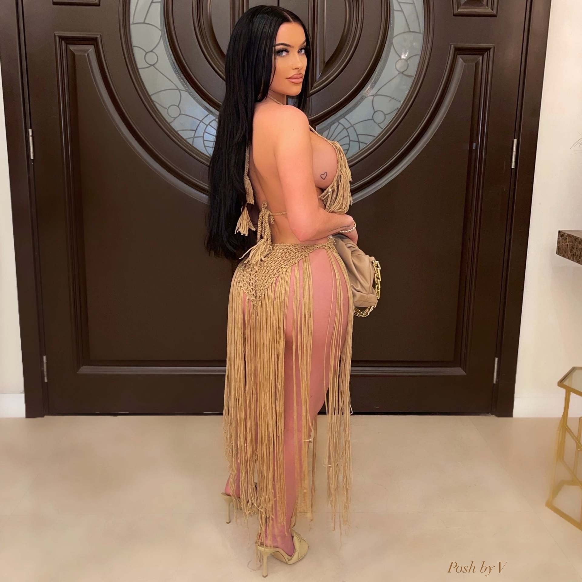 Liu Ming Sexy Backless Women Tassel Knitted Crochet Party Night Beach Fringe Maxi Dress