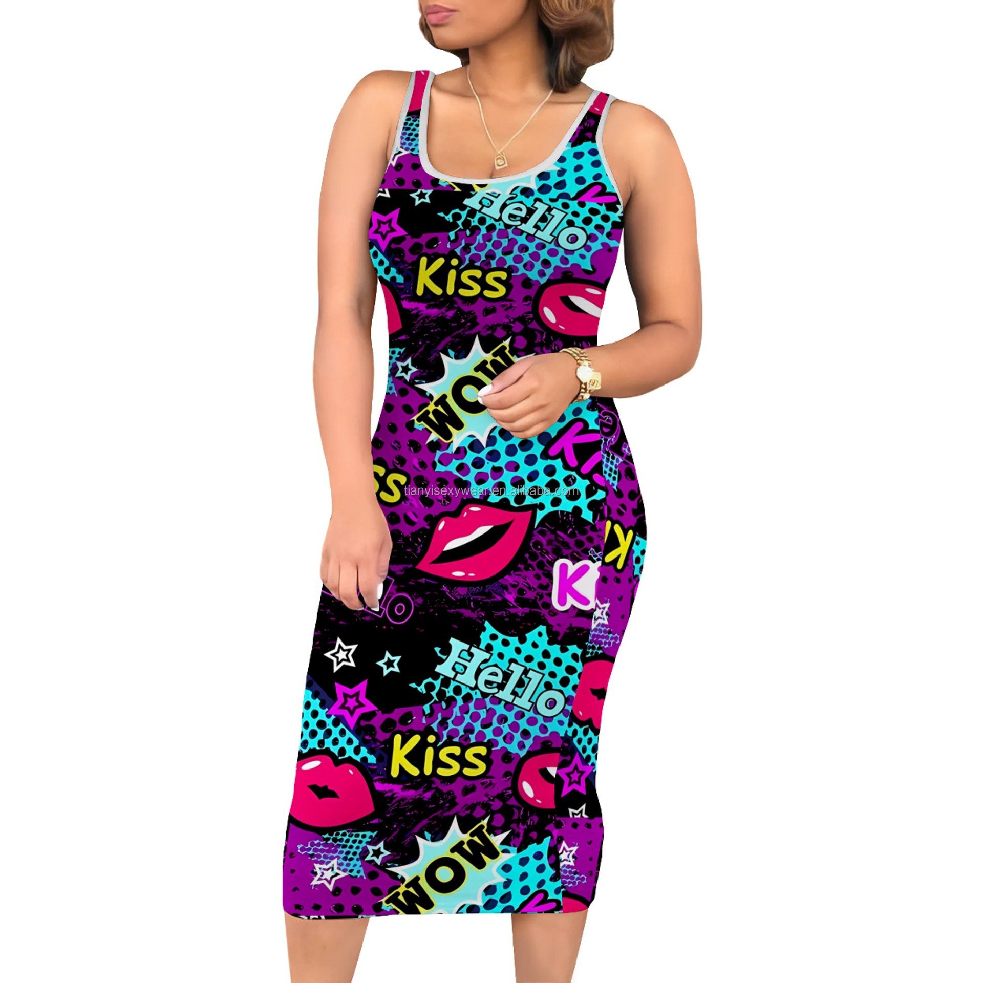 Custom Digital Print Midi Dresses Casual Chic Styles Soft Fabrics Ideal for Everyday Wear