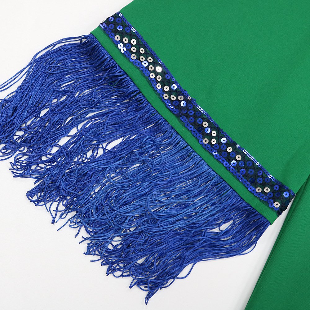 Wholesale New Design High Quality Green Middle East Tassel Long Casual Dresses For Muslim Women