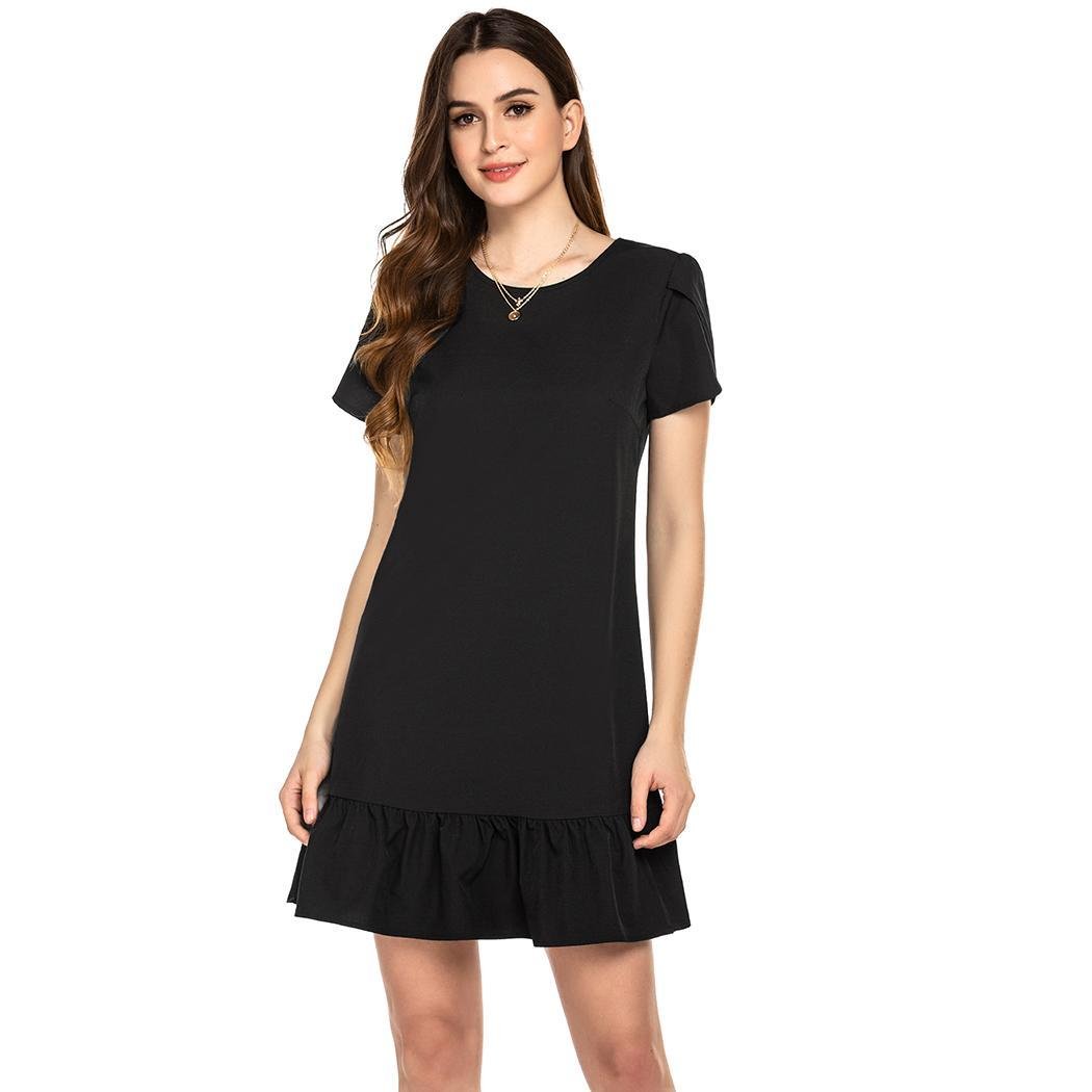 Summer 2023 Korean Dropshipping Dress Short Sleeve Ruffles A-Line Casual Colorful Dresses Women