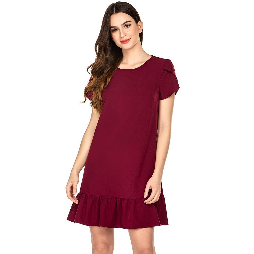 Summer 2023 Korean Dropshipping Dress Short Sleeve Ruffles A-Line Casual Colorful Dresses Women