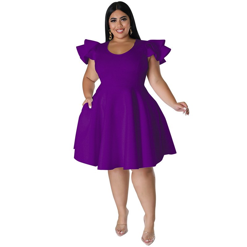 Plus Size Women's Clothing Party Ruffle Summer Casual Dress For Woman