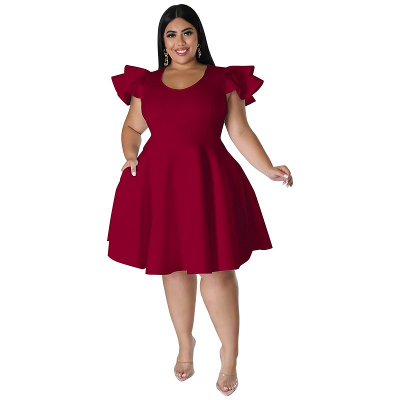 Plus Size Women's Clothing Party Ruffle Summer Casual Dress For Woman