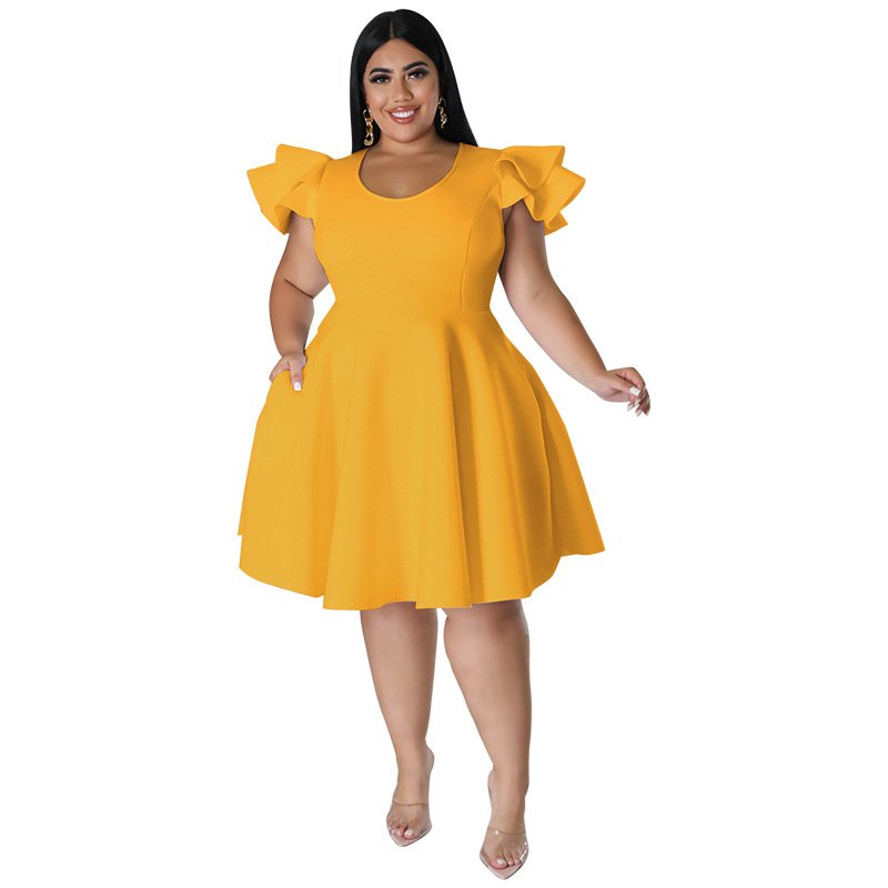 Plus Size Women's Clothing Party Ruffle Summer Casual Dress For Woman