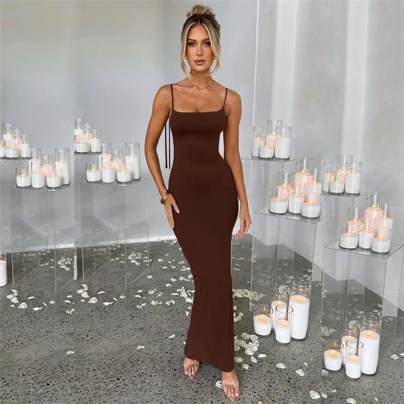Hot Sale Sleeveless Crop Top Long Skirts For Women Casual Dress Maxi Slip Sheath Long Female Casual Dresses