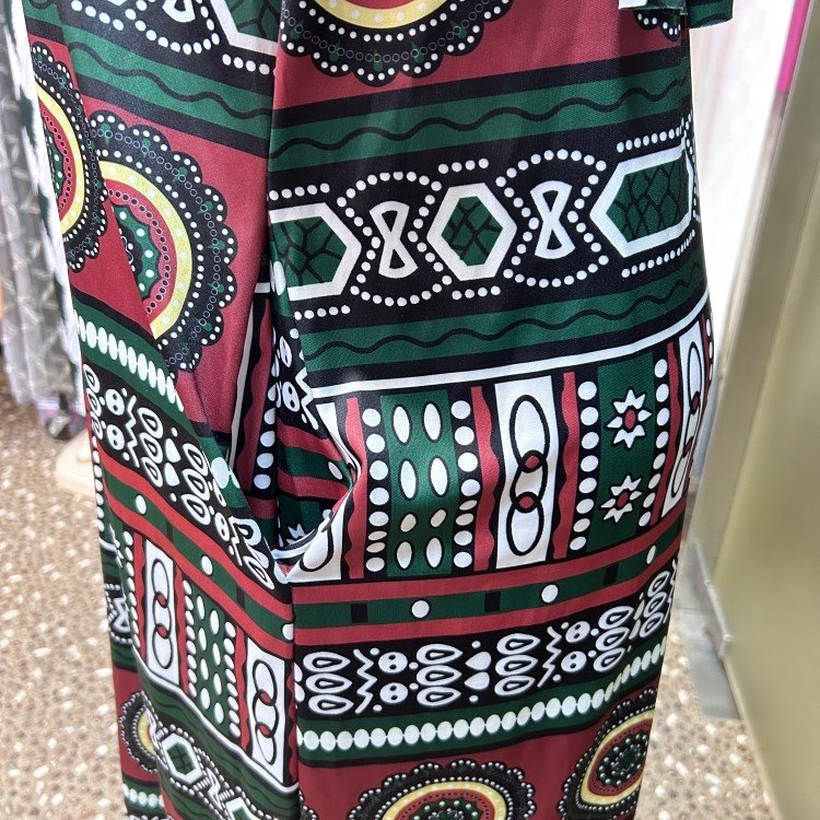 Casual V Neck Short Sleeve Pockets Folkloric Graphic Embroidery African Women Abaya Faftan Muslim Dress