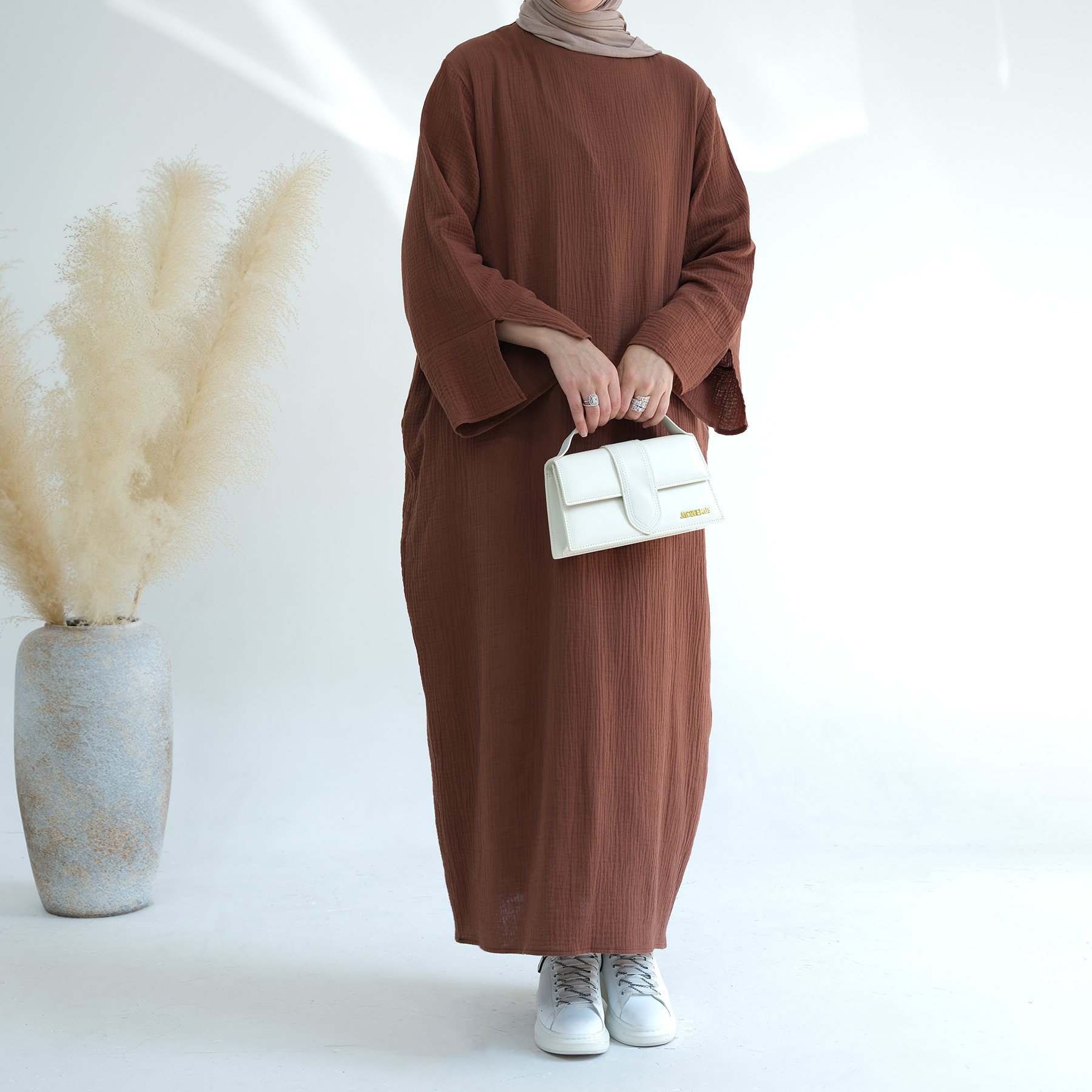 Loriya New Simple Cotton Plain Abaya Turkey Modest Dress Islamic Women Casual Dresses Traditional Muslim Clothing