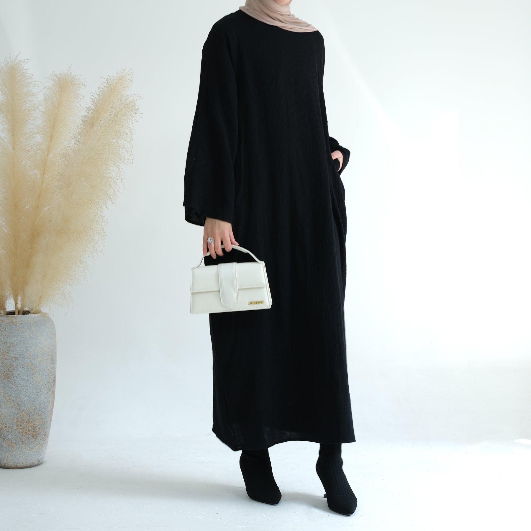 Loriya New Simple Cotton Plain Abaya Turkey Modest Dress Islamic Women Casual Dresses Traditional Muslim Clothing