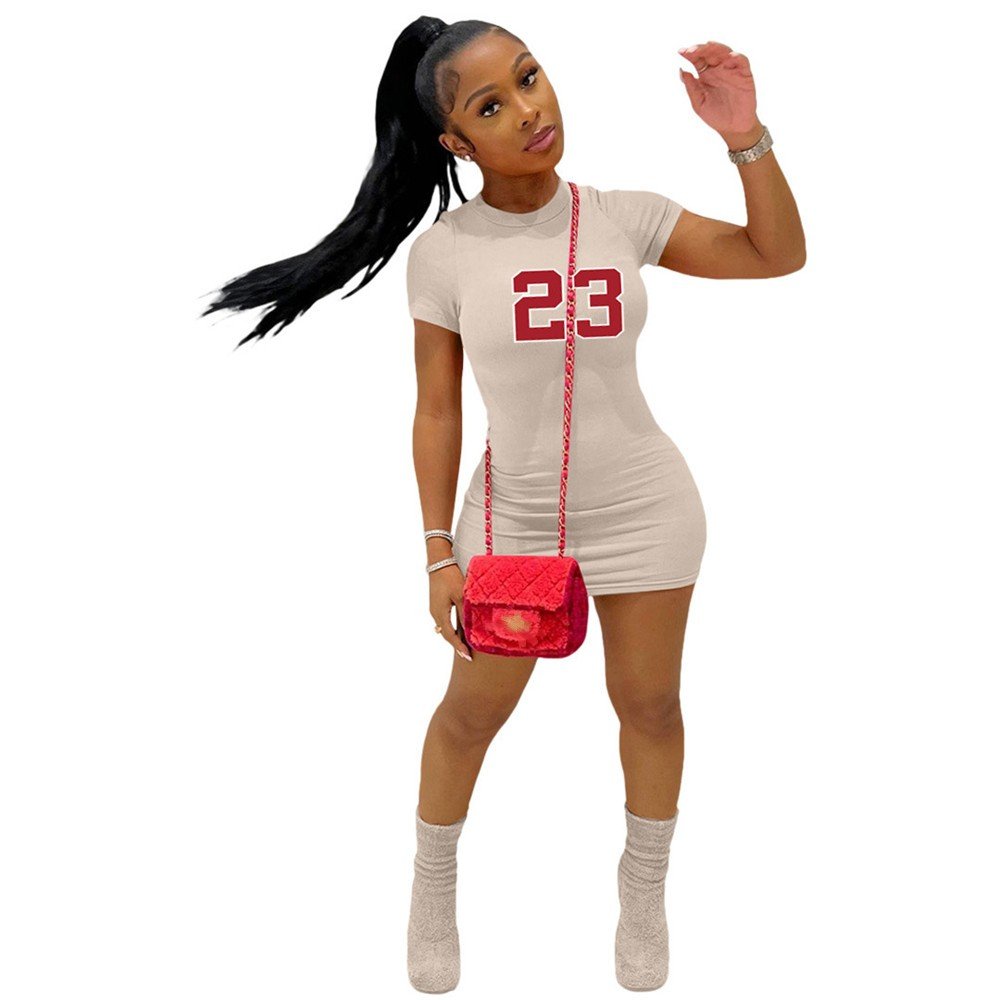 New Arrivals Summer Womens Dresses Twill Pit Stretchy Casual Dresses Letter Printing T-Shirt Dress