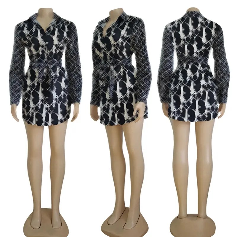 Fall Women Luxury Brand Clothing designer clothes Long Sleeve Blouse dresses women lady elegant Casual Shirt sexy dress
