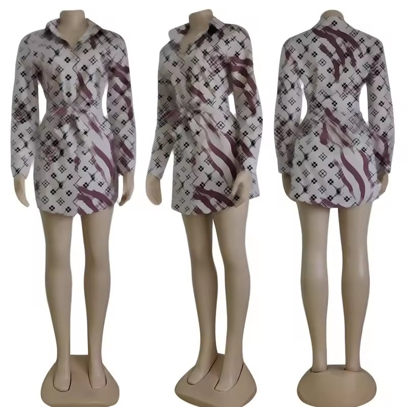 Fall Women Luxury Brand Clothing designer clothes Long Sleeve Blouse dresses women lady elegant Casual Shirt sexy dress