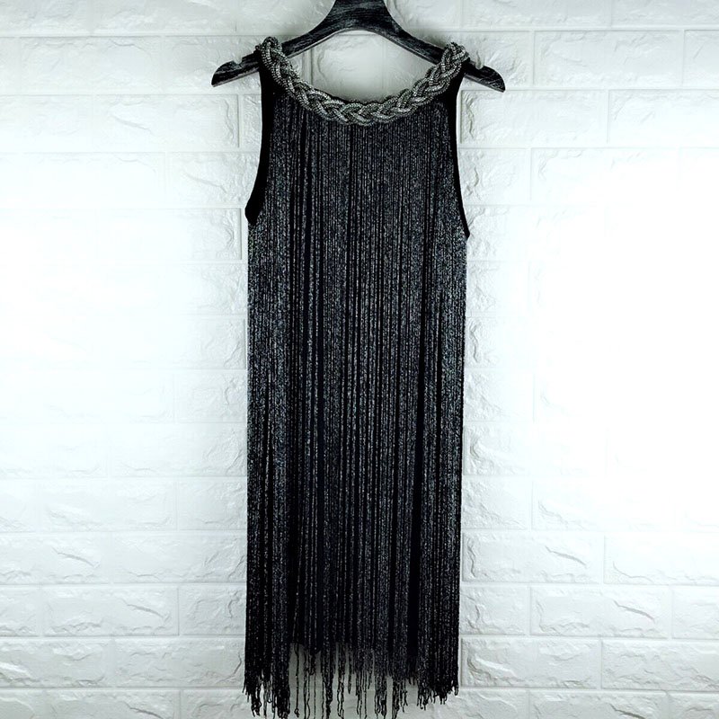 Fashion Design Women Sexy Nightclub Gradient Casual Jacquard Fashionable Sleeveless Tassel Gradient Casual Dress