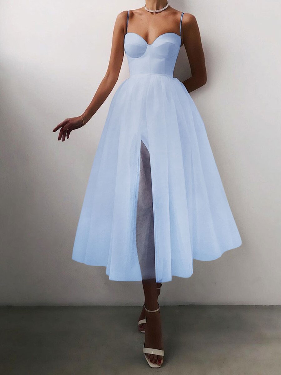 2024 Women Lady Spring and Summer New Casual Slimming Sleeveless Evening Dress Multicolor Strap Mesh Party dress
