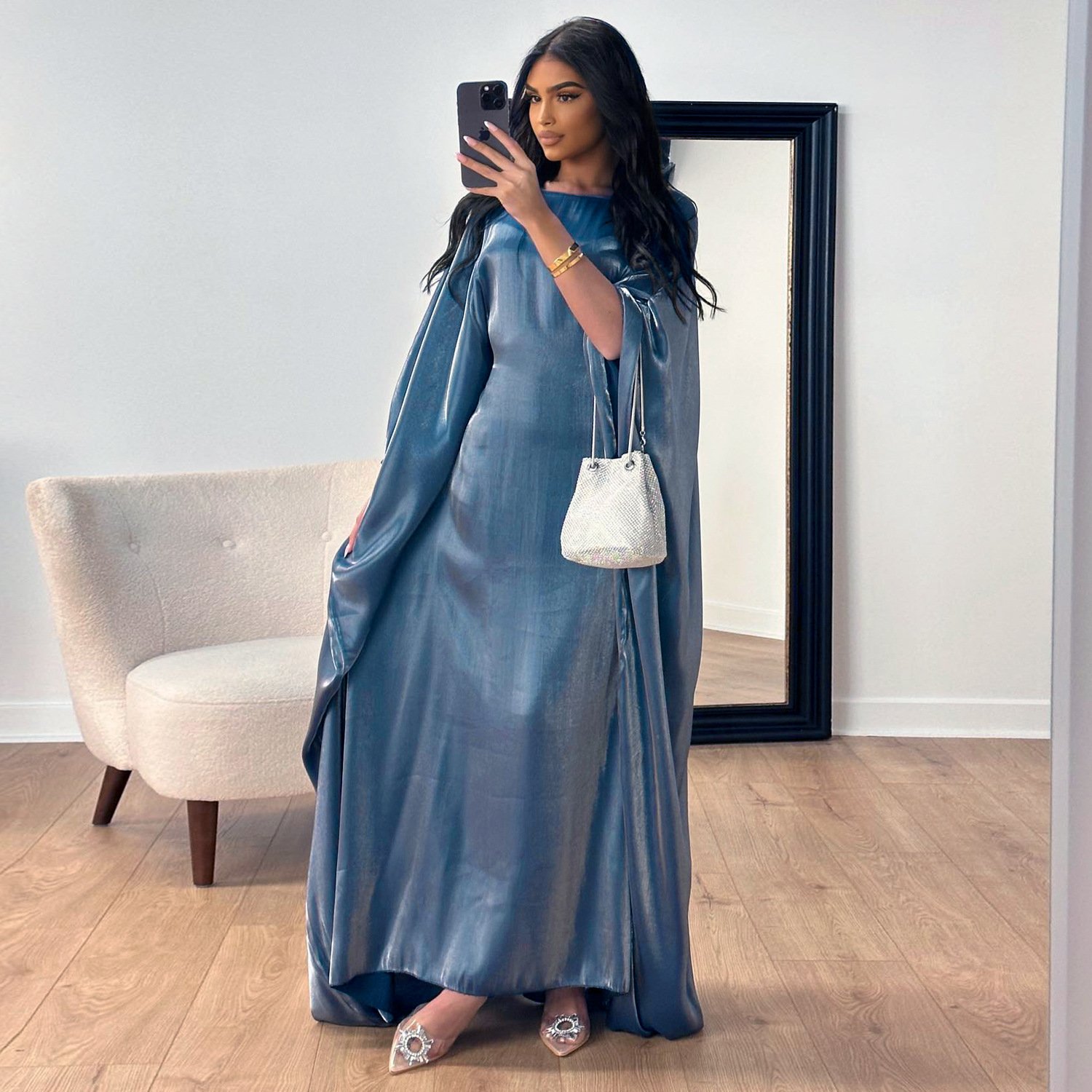 2024 Latest abaya designs spring summer party Glitter cloth dress robe women abaya dress