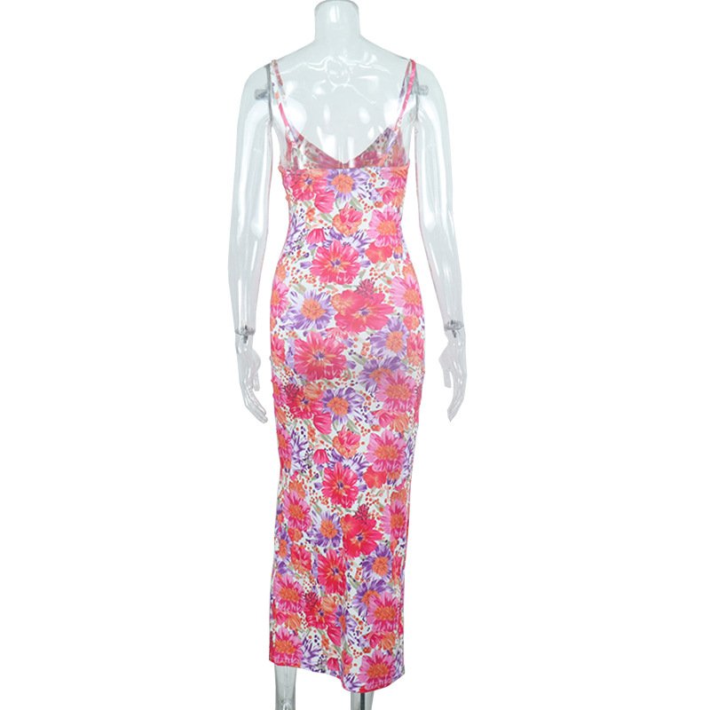 J3516 sexy v neck colorful sleeveless backless womens dress