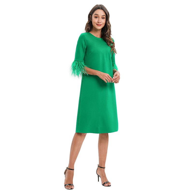Vestidos Informales Habits De Femmes Summer Loose Solid Color Tassel Sleeve Knee Length Elegant Ladies Casual Dress